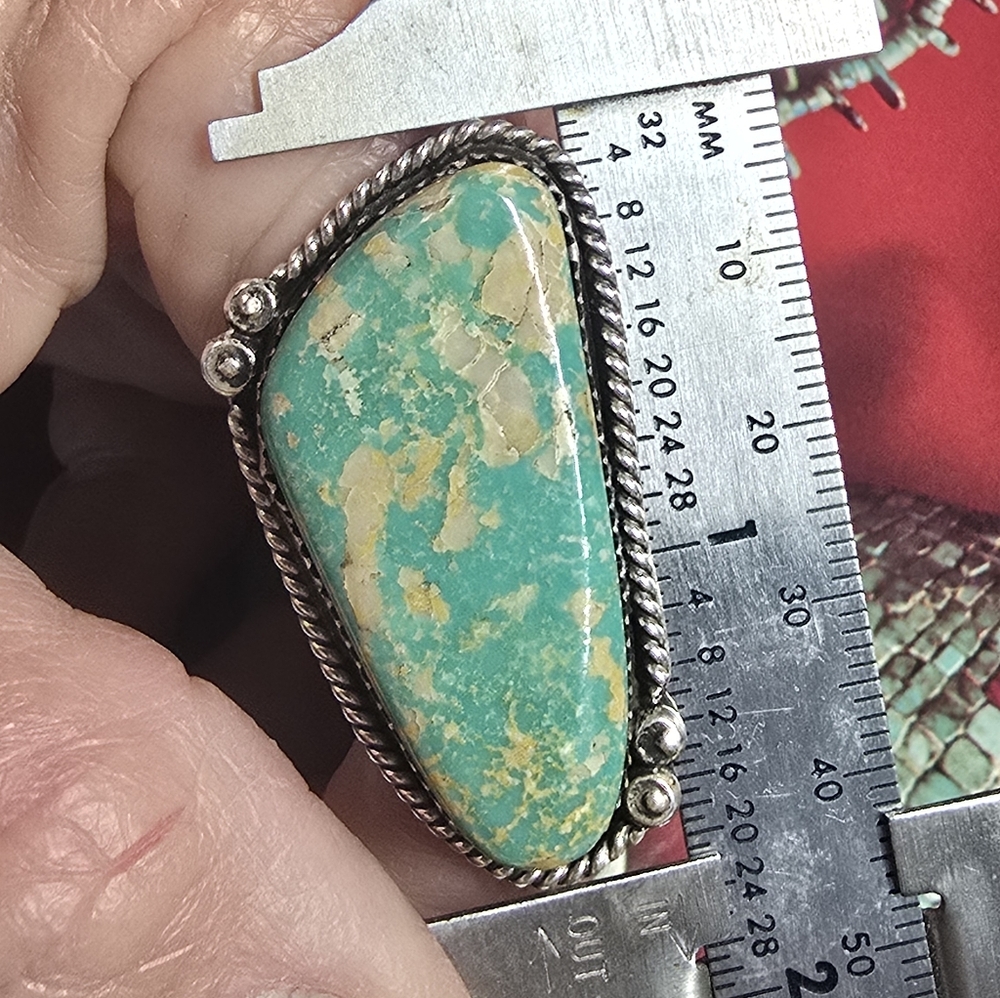 STUNNING Native American Navajo Signed High Grade Royston Turquoise Ring Sz 9.25 - Picture 5 of 6